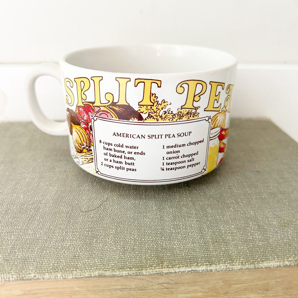 Vintage Mid-Century Soup Mug Bowl Recipe Split Pea 70’s